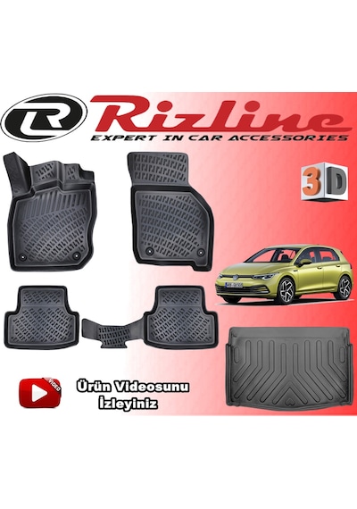 Vw Golf 8 Otomatik 3D Paspas+Alt Bagaj Havuz 2020 Sonrası Rizline