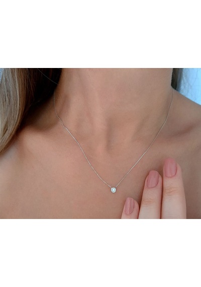 Sirius F Renk 0,12 Karat Pırlanta Tektaş Yuvarlak Kolye 0804P0165