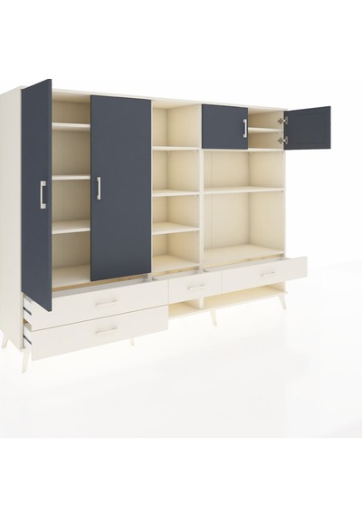 Hyperion Dolap 12 Raflı 4 Çekmeceli 4 Kapaklı 220x44x163 Aytaşı-a Aytaşı-antrasit/aytaşı