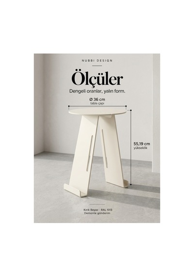 Folio Modern Metal Yan Sehpa Ve Dergilik, Yuvarlak Koltuk Kenarı Kitaplık Sehpa Krem - 945341616 Krem
