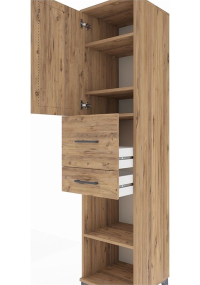 Hyperion Dolap 4 Raflı 2 Çekmeceli Tek Kapaklı 44x44x195 Çam-çam Atlas Çam