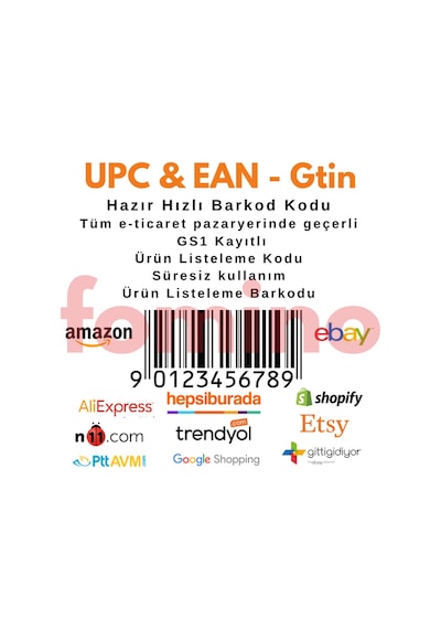 50 Adet-Ean-Upc-Gtin Barkodu Numarası Gs1 Barkod Amazon
