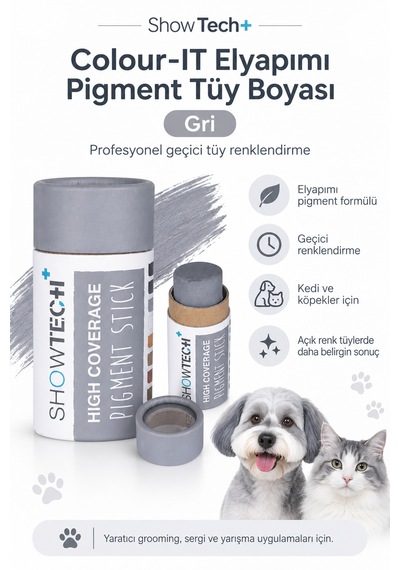 Showtech Colour-ıt El Yapımı Pigment Toz Geçici Köpek Tüy Boyası Gri