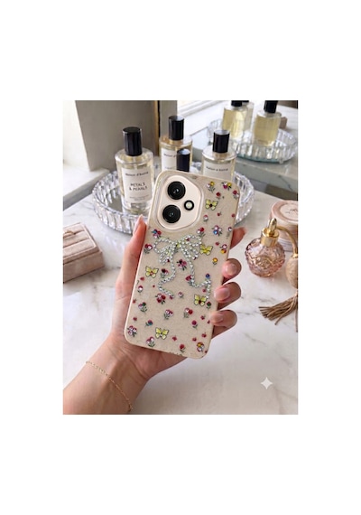Honor 400 Taşlı Desenli Fiyonk Silikon Kılıf Altın