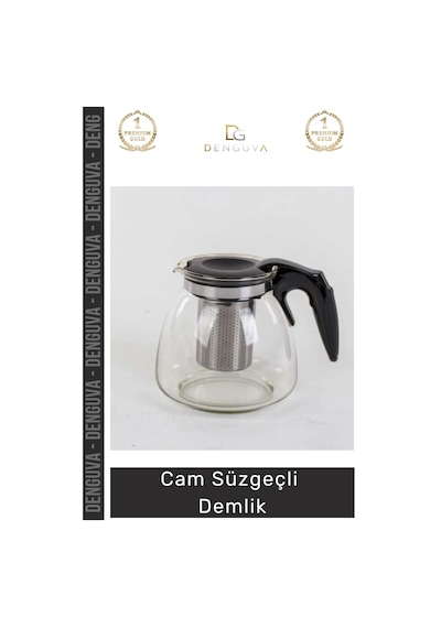 Demlik Isıya Dayanıklı Borosilikat Şeffaf Modern Tasarım Pratik Cam Süzgeçli Demlik 1.1 Litre Çok Renkli