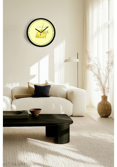 Sevimli Limon Bukalemun Modern Duvar Saati - 30cm - Önü Camlı Siyah Kasa - Sessiz Mekanizma-jh0197 Siyah