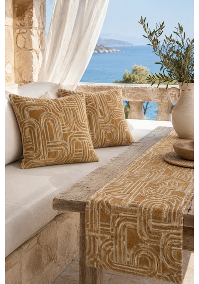 Fuly Consept 2 Li 43x43 Kırlent Kılıfı Ve 30x120 Runner Set Turuncu Renk.