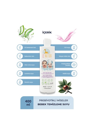 Le Natura Organik Vegan Prebiyotikli Glutensiz Bebek Temizleme Suyu
