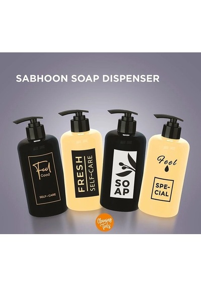 Hubrendy Çer Sıvı Sabunluk Yuvarlak Plastik Pompalı 500 Ml - Siyah Diğer