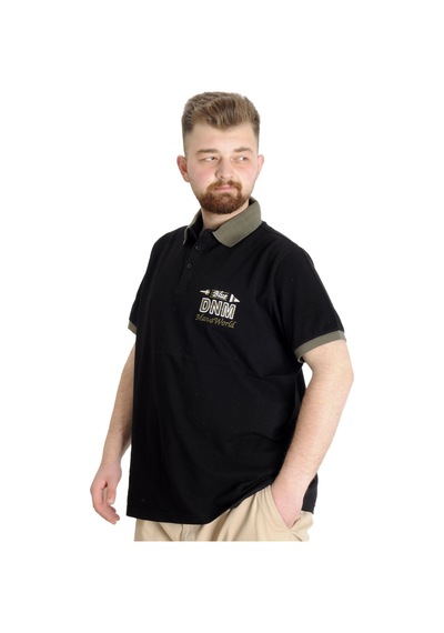 Mode Xl Büyük Beden Erkek Polo T-Shirt Dnm 23343 Siyah 001