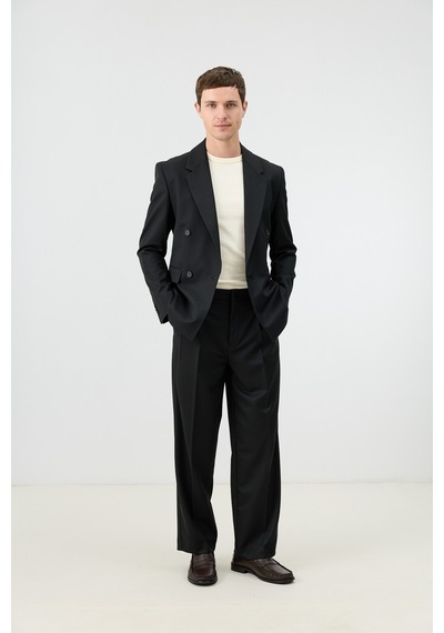 Antioch Relaxed Kruvaze Erkek Blazer Ceket Siyah