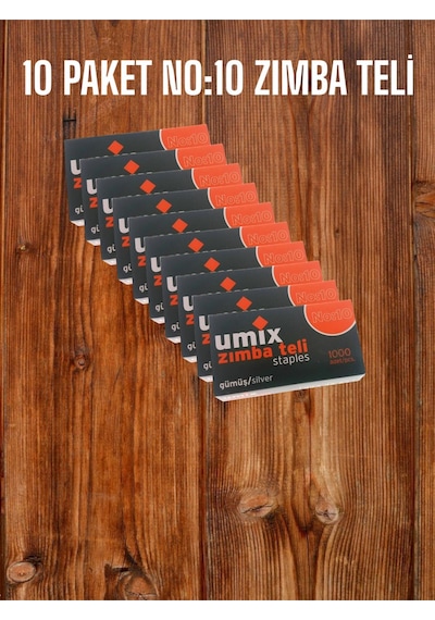 No:10 Zımba Teli 10 Paket X 1000 Adet Toplam 10.000 Basım Küçük Zımba Teli