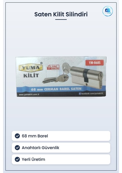 Cerman Barel 68 Mm Saten Kilit Silindiri Kapı Kilidi Ev Ofis Güve