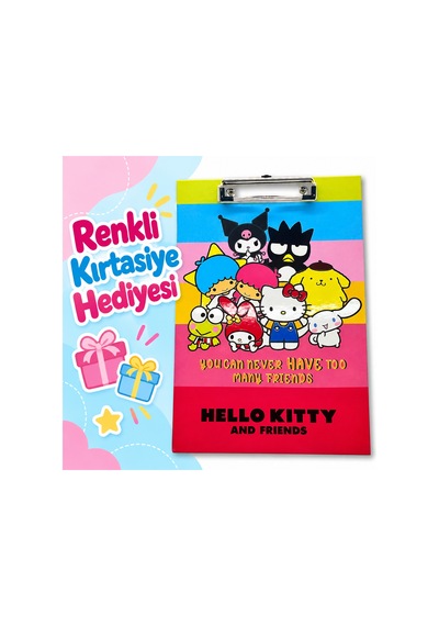 Bakgelal Hello Kitty And Friends Renkli Metal Klipsli Dosya Ve Sekreterlik Çok Sayıda Arkadaş Tasarımlı Bloknot Altlığı - 9040458601795