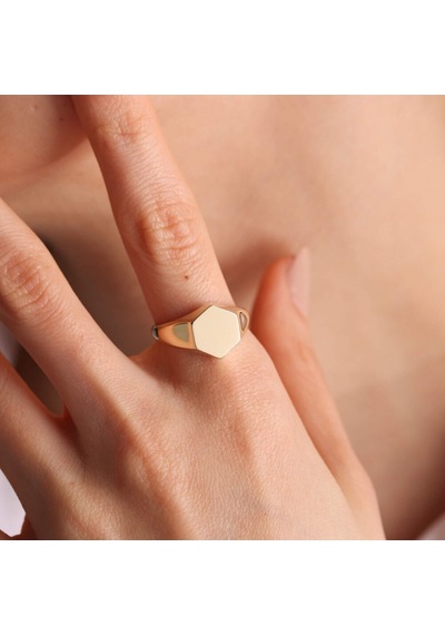 14K Altın Şövalye Yüzük (Kişiselleştir) Altıgen 1,0 Cm 552977789