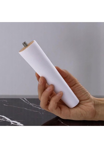 4 Adet Ahşap Ayak 15 Cm Beyaz M8 Civatalı Bağlantı Aparatlı Dolap Mobilya Koltuk Kanepe Destek Ayağı Ayakları Beyaz
