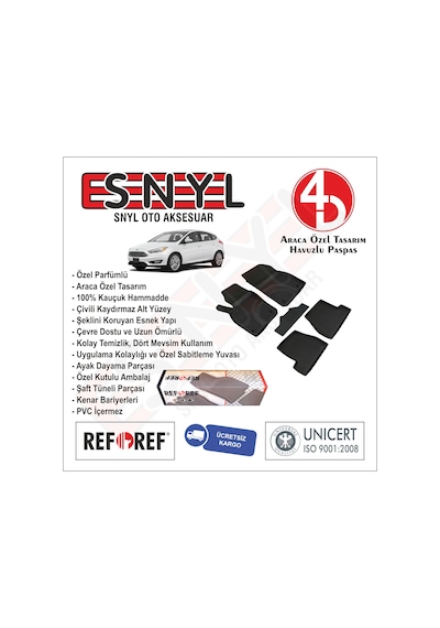 Ford Focus 3 Hb Refref 4D Paspas Siyah ve Bagaj Havuzu 2011+