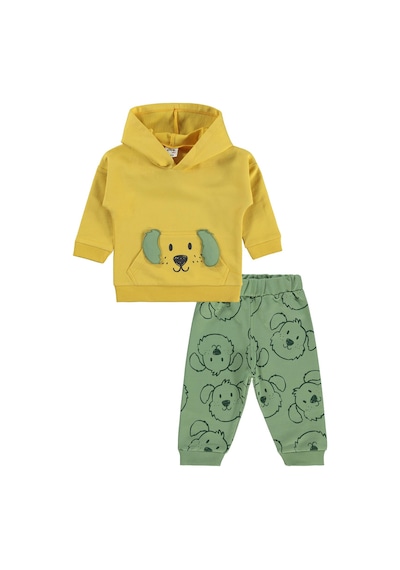Civil Baby Kapşonlu Köpek Nakışlı 6-18 Ay Takım - Hardal