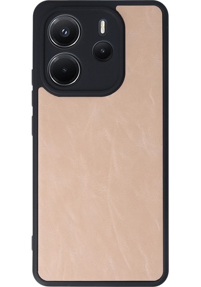 Muratech Newface Xiaomi Redmi Note 14 4g Kılıf Aras Deri Kapak - Pudra