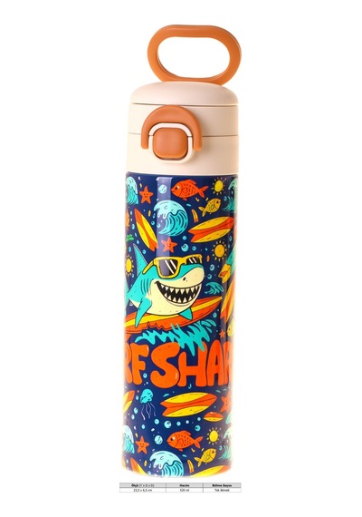 Kaukko Kids 520 Ml Süpar Köpekbalığı Baskılı Yeşil - Lacivert Erkek Çocuk Çelik Termos Matara Çift İçim Kilitli Kapak - L5357 Kaukko Kids 520 Ml Süpar Köpekbalığı Baskılı Yeşil - Lacivert Erkek Çocuk Çelik Termos Matara Çift İçim Kilitli Kapak - L5357