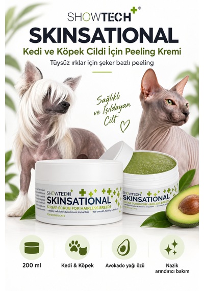 Showtech Skinsational Tüysüz Kedi Ve Köpek Cildi İçin Peeling Kremi 200 Ml