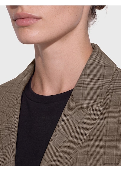Lcw Everyday Kahverengi Kruvaze Yaka Ekose Kadın Blazer Ceket