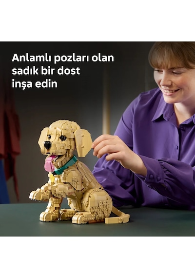 LEGO® Icons Yavru Golden Retriever 11384 - Yetişkinler için Dekoratif Hayvan Figürü Yapım Seti (2102 Parça)