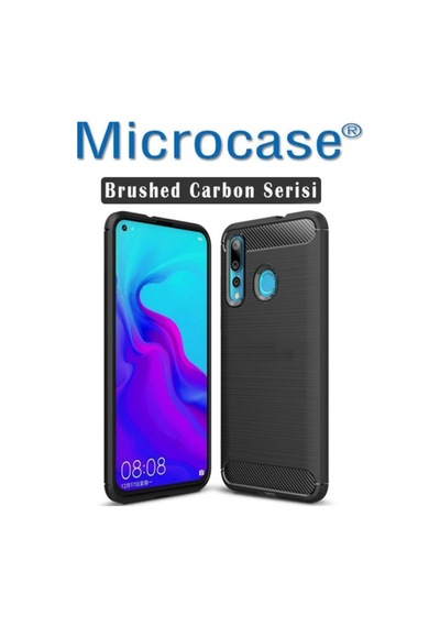 Huawei Nova 4 Brushed Carbon Fiber Silikon + Cam (Seçin) 318233562 - Seçenek / Cam Koruma-Tempered Glass Istiyorum