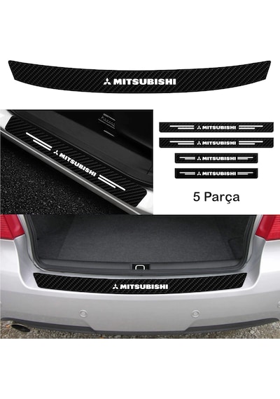 Mitsubishi Lancer İçin Uyumlu Aksesuar Oto Bağaj Ve Kapı Eşiği Sticker Set Karbon Kırmızı