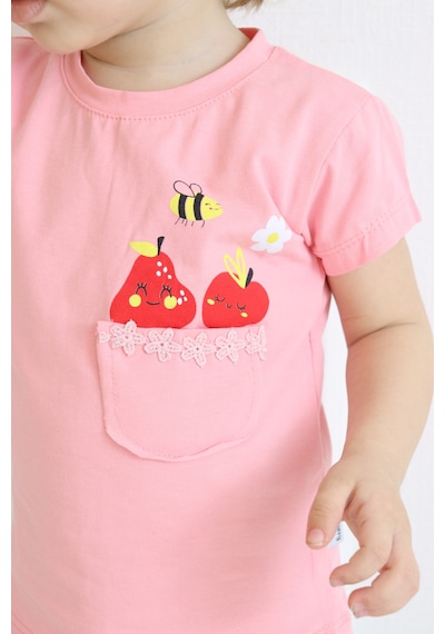 Harika Kids Kız Bebek Kaprili Kısa Kollu Kiraz Baskılı Yazlık Basic Alt-üst Takım 6-24 Ay 001