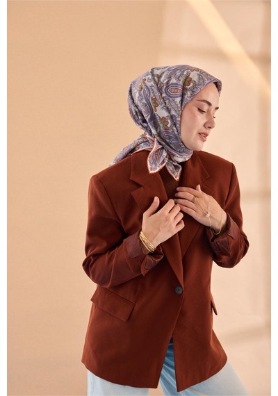 Silk Home Yaz Esintisi Eşarp 150002-19 Gümüş, Eflatun, Koyu Turuncu, Leylak