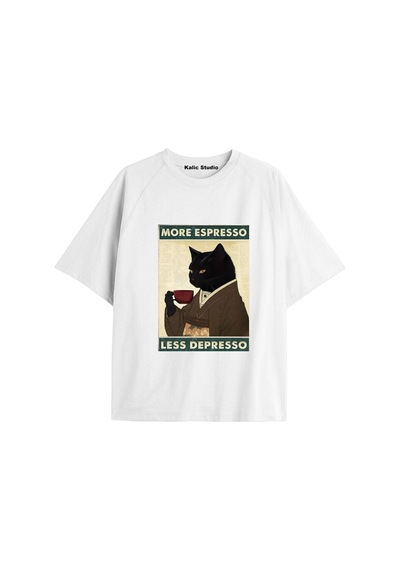 Kalic Studio Y2k Vintage Cats Baskılı Beyaz T-shirt Kod 1 Beyaz-1