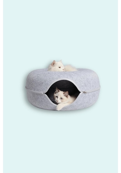 Donut Kedi Tüneli/donut Kedi Yatağı - Açık Gri - 60cm Açık Gri-l