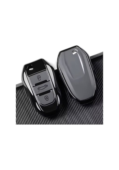 Peugeot 2008 3008 5008 Citroen Smart Anahtar Kılıfı Premium Tpu Yüksek Kalite Kumanda Koruyucu Siyah