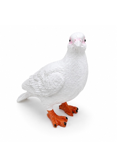 Canlı Boy Güvercin Biblo Polyester Dekoratif Heykel Hediyelik Ev Ofis Bahçe Dekoru 24 Cm Beyaz