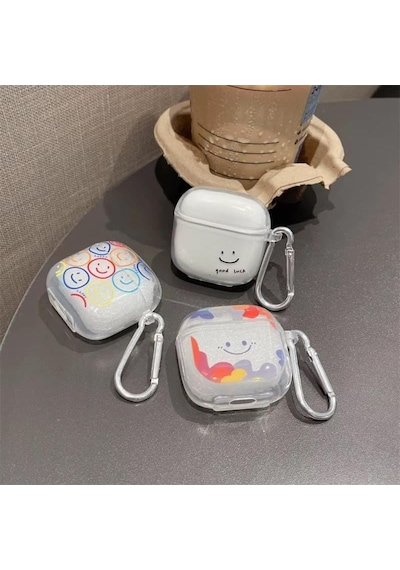 Samsung Galaxy Buds 4 Pro Kılıf Transparan Smiley Kalp Pembe
