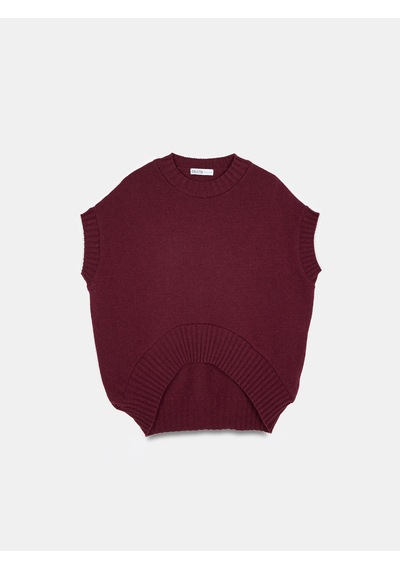 Dilvin 10839 Yün Karışımlı Oversize Süveter-bordo Bordo