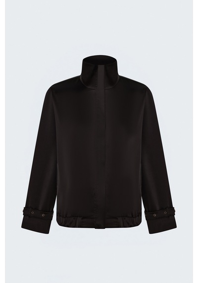 Sateen Saten Bomber Ceket - Kahve-137897 Kahverengi