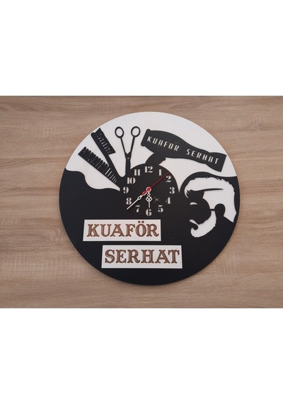 Kuaforler İçin Şık Ve Modern Duvar Saati No1042 Siyah