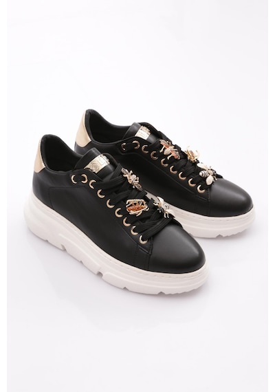 Dgn Es852 Kadin Kalin Taban Ari Tokali Sneakers Ayakkabi ES852-2007-R12593 Siyah - Beyaz