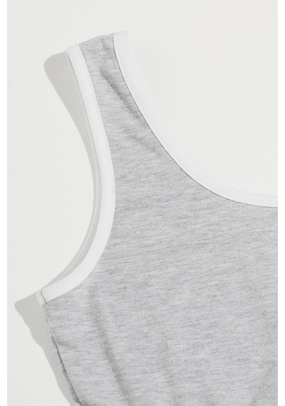 Alfa Aksesuar 03 Kadın Gri Askılı Crop Top Ve Şortlu Gecelik Takım