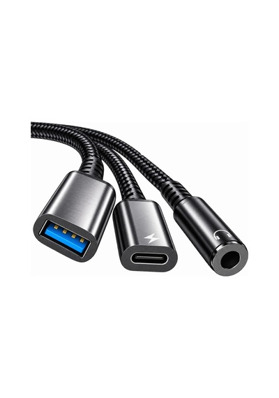 Lunatic 6660 Usb Type C To Otg Çoklayıcı Çevirici Adaptör 3.0 Hızlı Şarj 3.5mm Kulaklık 3in1 Dönüştüc
