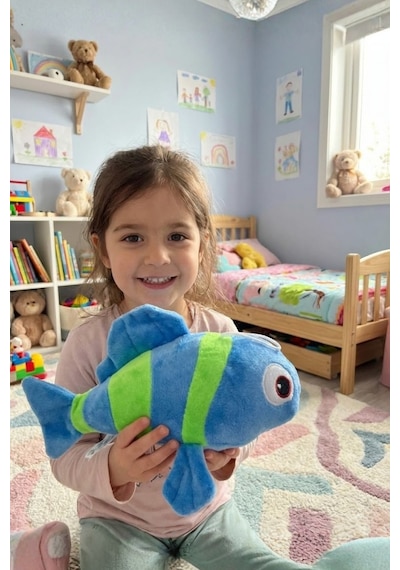 Yeşil-mavi Sevimli Balık Peluş Oyuncak 20 Cm - Yumuşak Dokulu Uyku Arkadaşı Çocuk Bebek Hediye