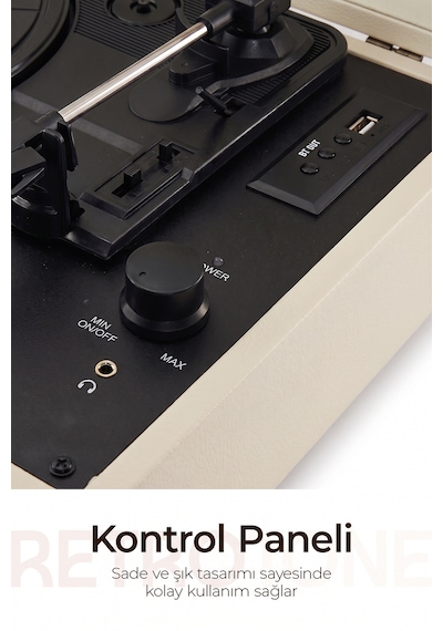 Dossimo Retrotone Bt+aux+usb Destekli Yedek İğneli Krem Pikap Çalar Ds-r100