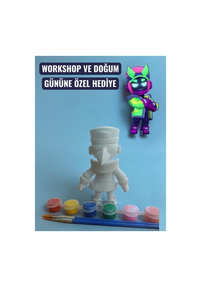 3d Fang Hacker Figür Boyama Seti - Kendin Boya Hobi Ve Etkinlik Seti - Akrilik Boya + 2 Fırça