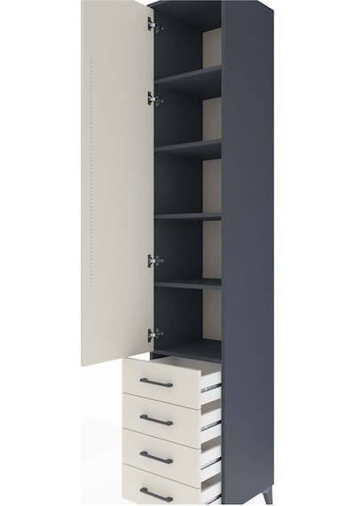 Hyperion Dolap 5 Raflı 4 Çekmeceli Tek Kapaklı 44x44x243 Antr... Antrasit
