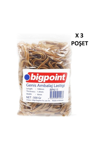 Bigpoint Geniş Ambalaj Lastiği 500 Gram %100 Kauçuk X 3 Poşet