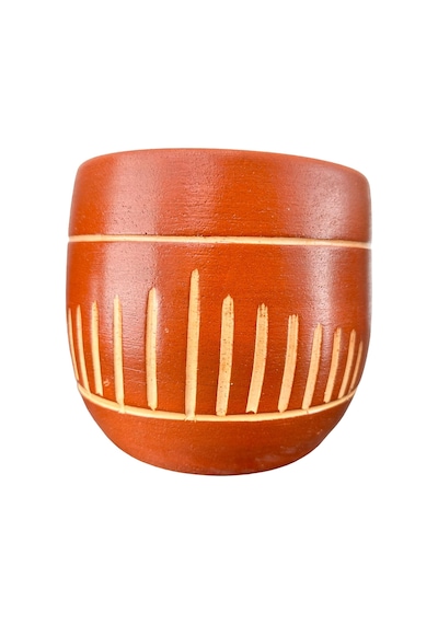 Bitki Tasarımı Ev Dekorasyon Aksesuar Dik Çizgi Desenli Toprak Saksı Saksılık Salon Çiçeklik - 19 Cm