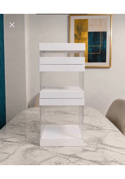 Asetat Gelin&damat Çeyiz Bohça Kutusu Beyaz 3'lü Set 1 Takım Şeffaf Katlanabilir Demonte Söz Nişan Hediyelik Büyük 33 33 40cm Orta 33 33 25cm Küçük 33 33 15cm