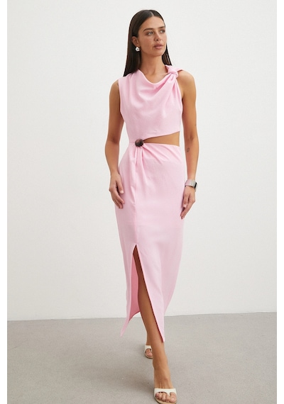 Uterpe Drapeli Cut-out Elbise Pembe